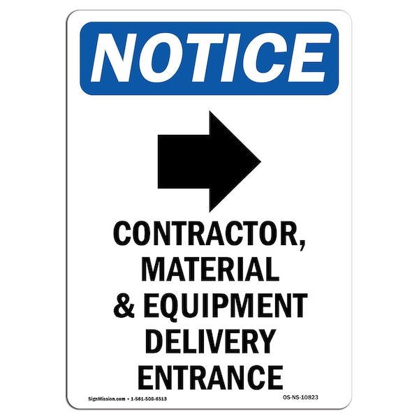 Signmission OSHA Sign, 14" H, Rigid Plastic, Contractor Material Sign With Symbol, Portrait, 1014-V-10823 OS-NS-P-1014-V-10823 - main